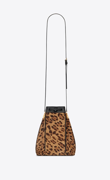 TALITHA medium bucket bag in ponyskin-look leather with a leopard print